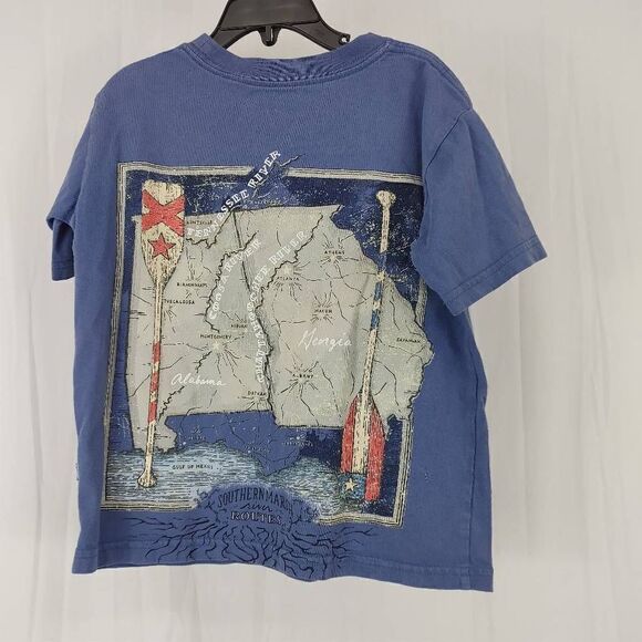 Southern Marsh River Routes Blue Graphic Tee Georgia Alabama Size Youth Small Fi - Picture 1 of 7